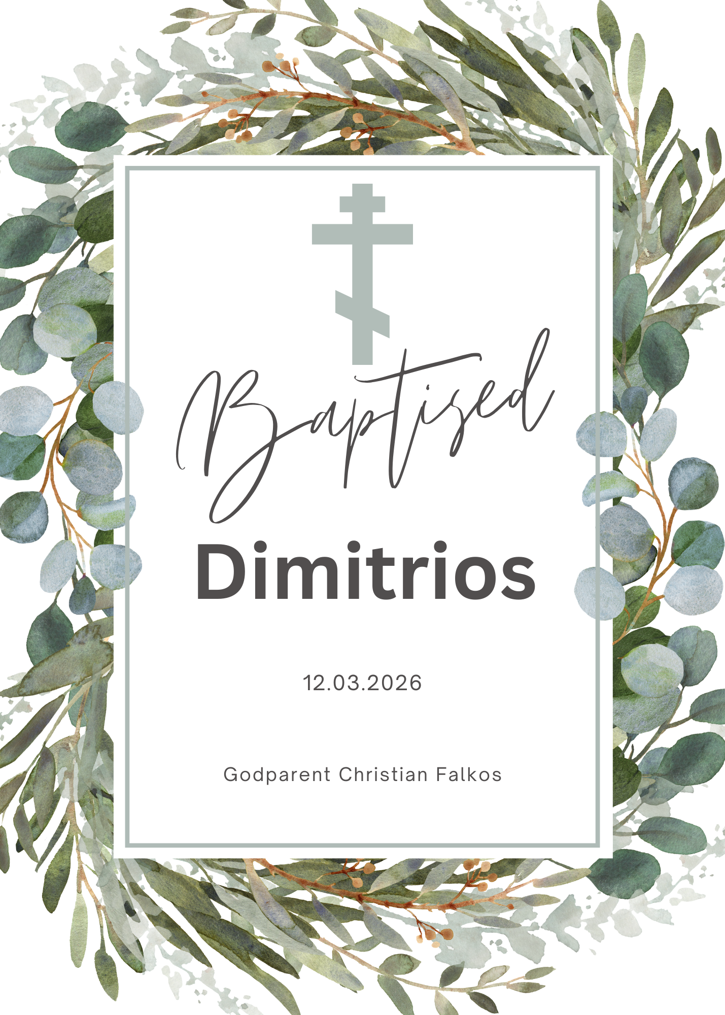 Handmade Baptism Card Personalized