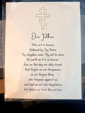Our Father Printed on Watercolor Paper with Gold Cross