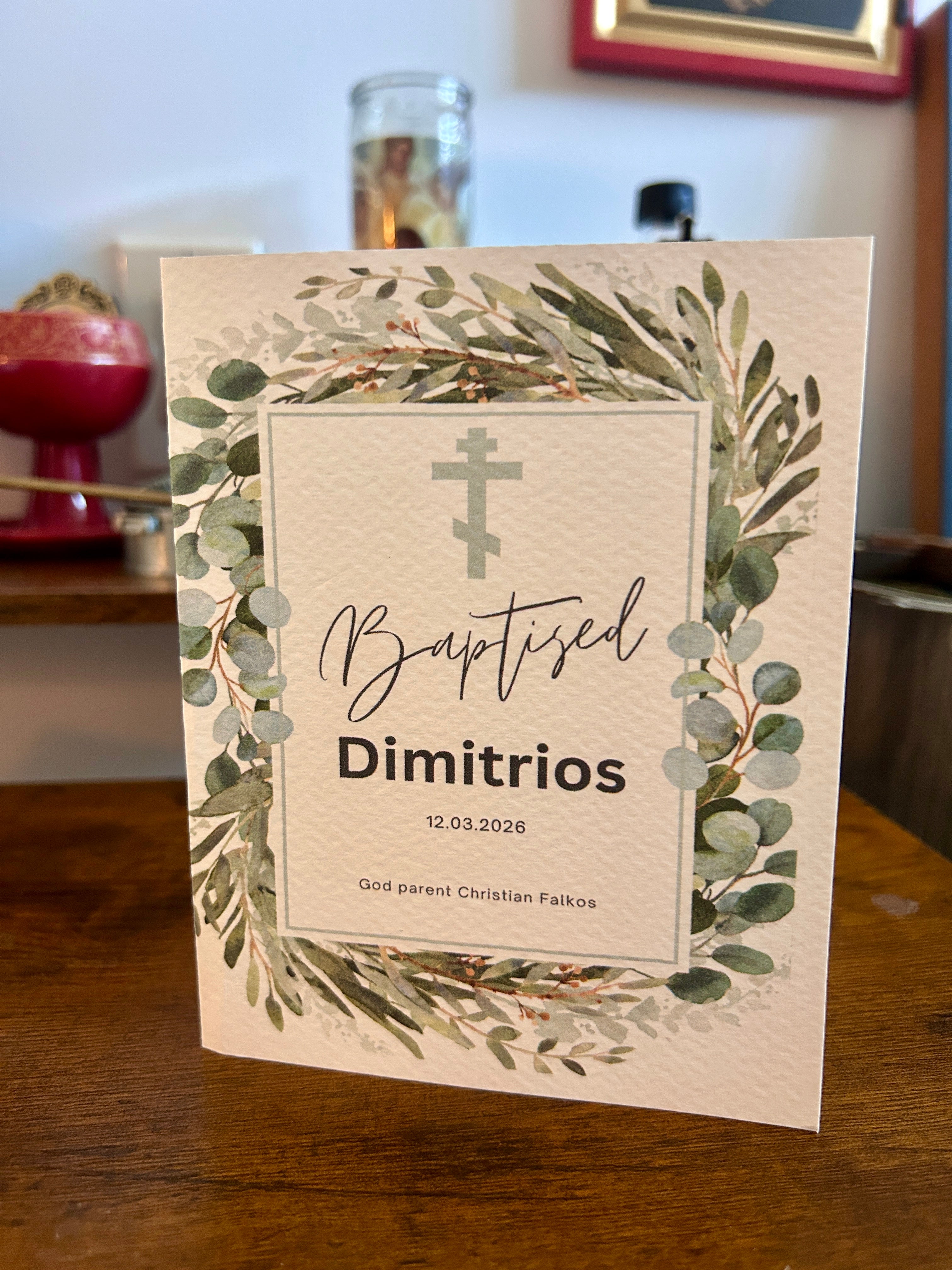 Handmade Baptism Card Personalized
